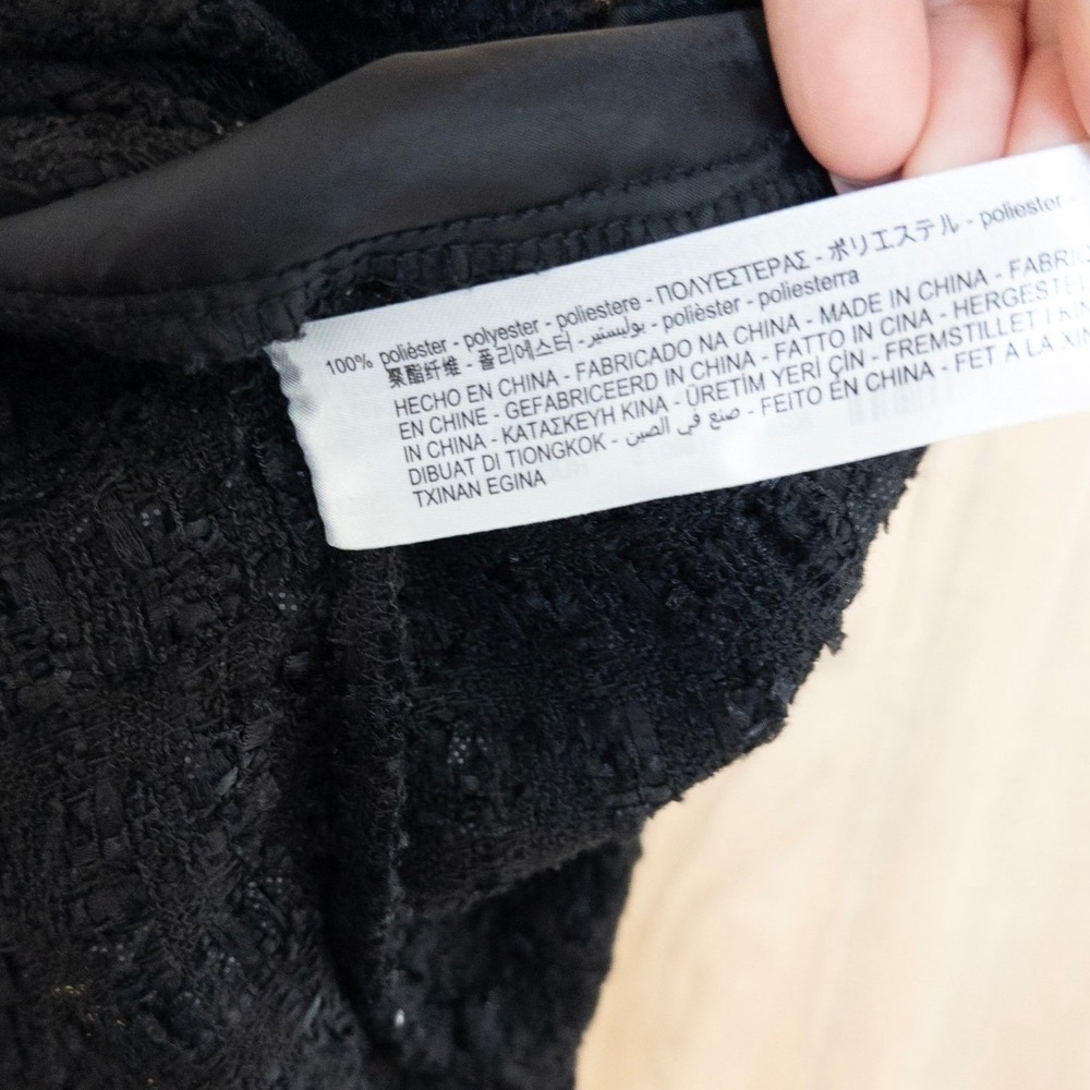 Zara Womens Tweed Shacket S Oversized Black Textured Jacket Preppy Parisian Chic - Picture 8 of 8